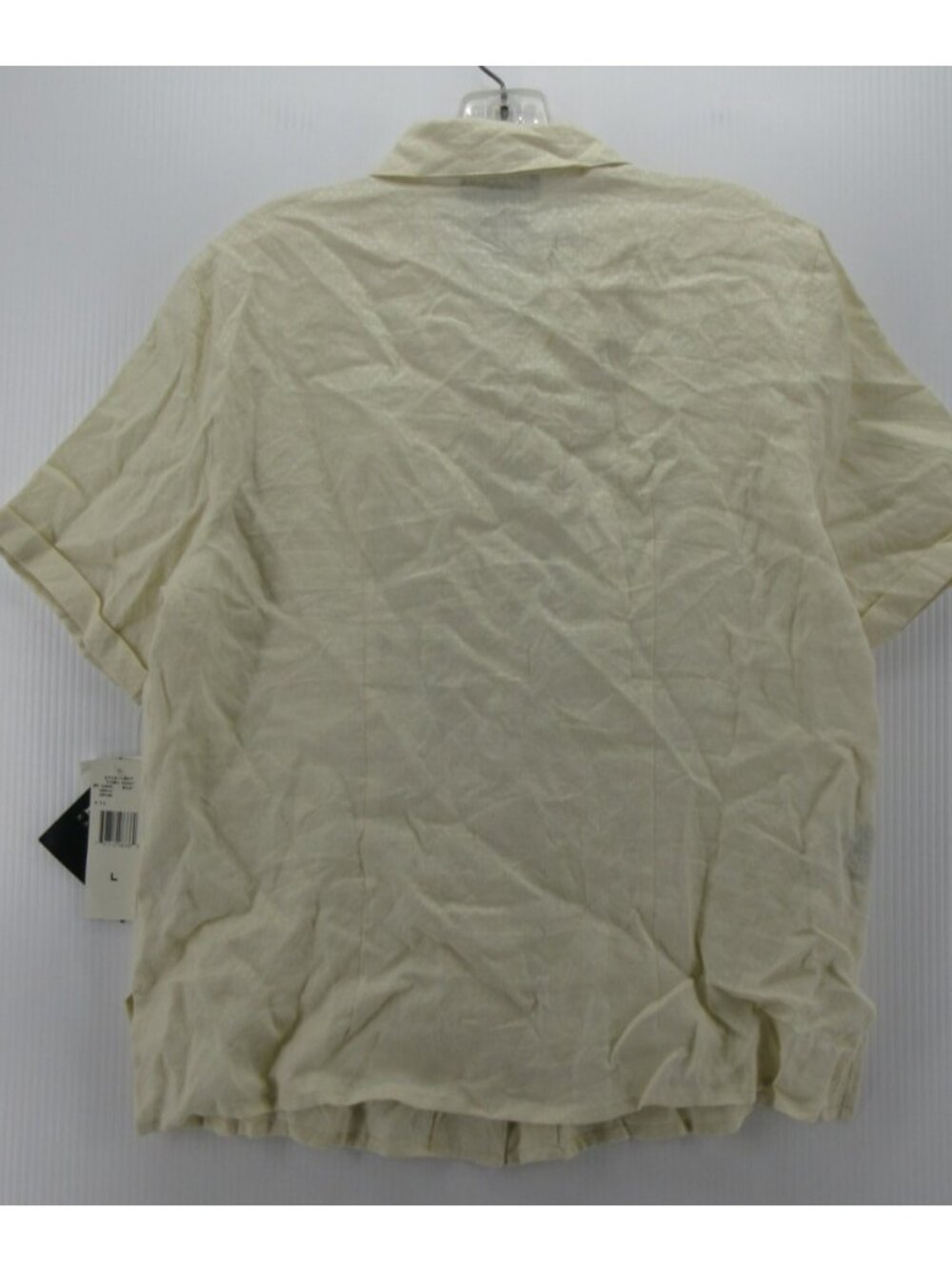VTG Lauren Ralph Lauren Top Large White Linen Shirt Loop Collar NEW - Picture 9 of 13